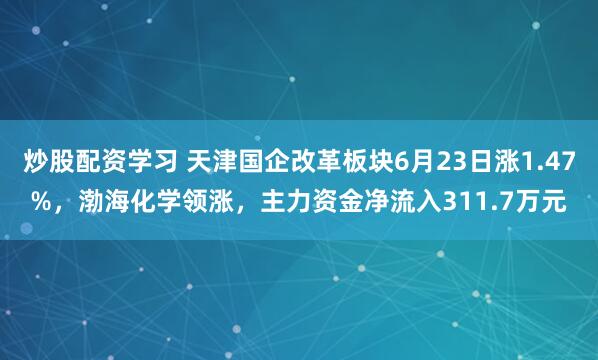 炒股配资学习 天津国企改革板块6月23日涨1.47%，渤海化学领涨，主力资金净流入311.7万元