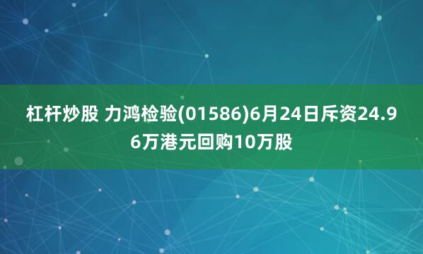 杠杆炒股 力鸿检验(01586)6月24日斥资24.96万港元回购10万股