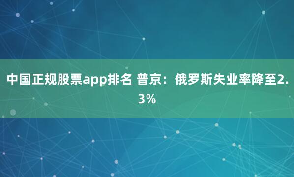 中国正规股票app排名 普京：俄罗斯失业率降至2.3%